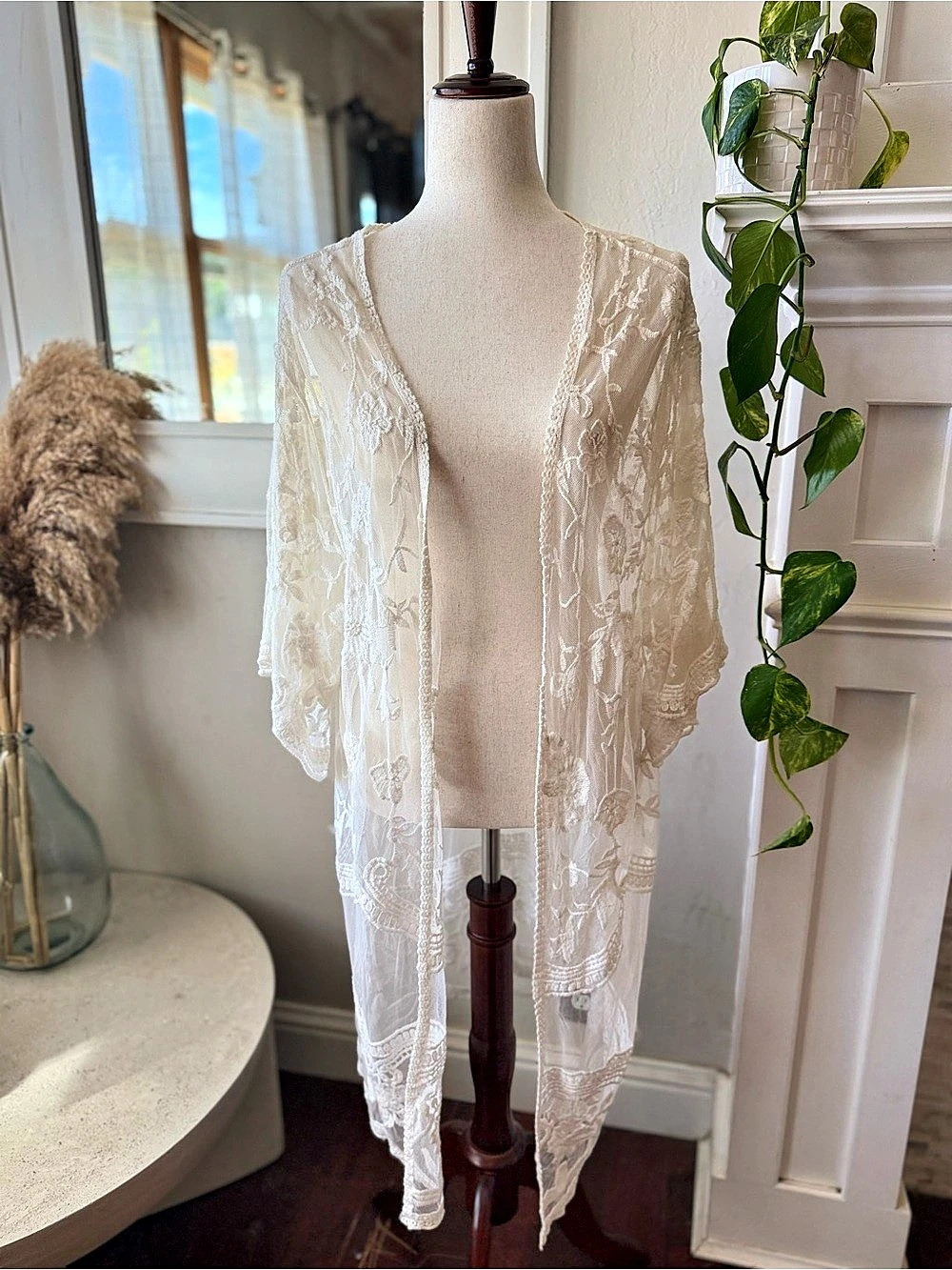 White Floral Lace Coverup